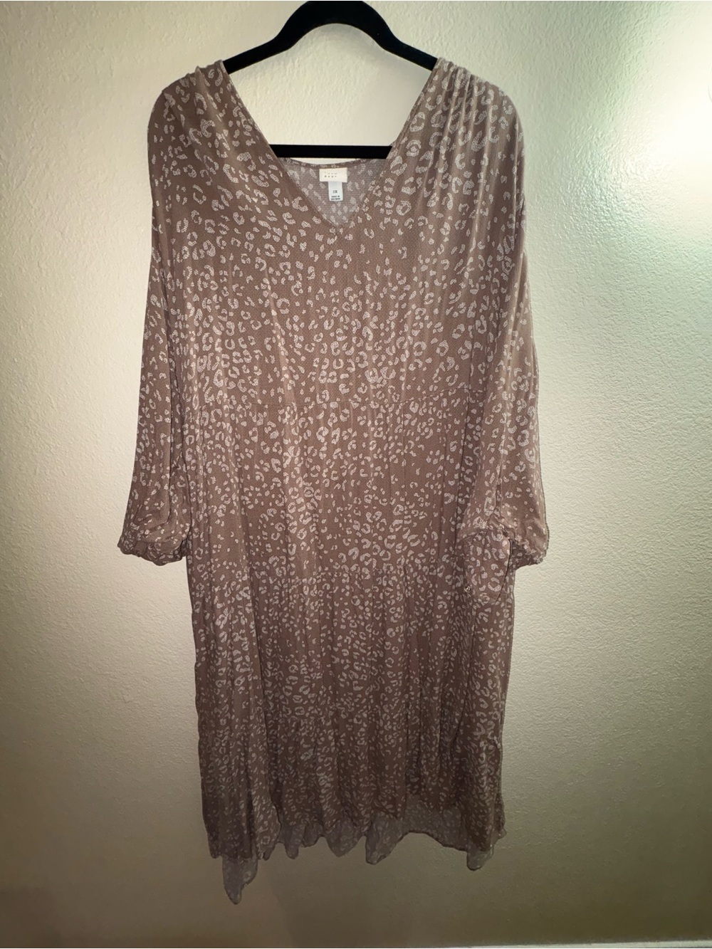 a new day Taupe Animal-Print V-Neck Midi Dress